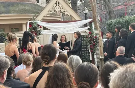 Bride and groom during a wedding reception with DJ Mike Flanagan